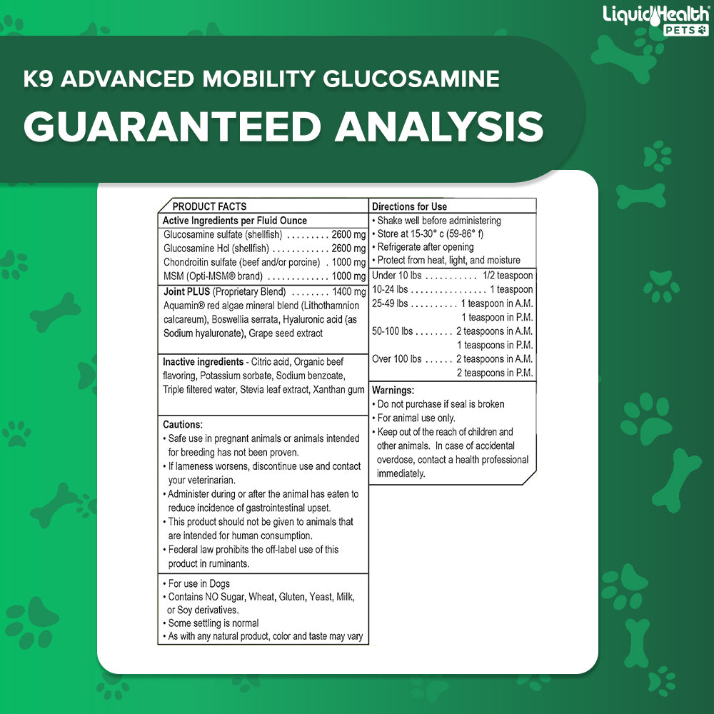 K9 Advanced Mobility Super Concentrated Glucosamine For Dogs