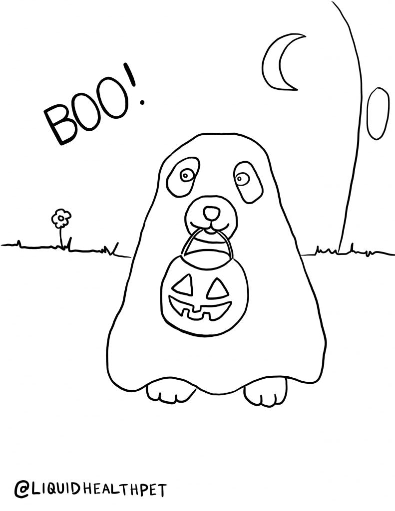ghost dog Halloween pet coloring page
