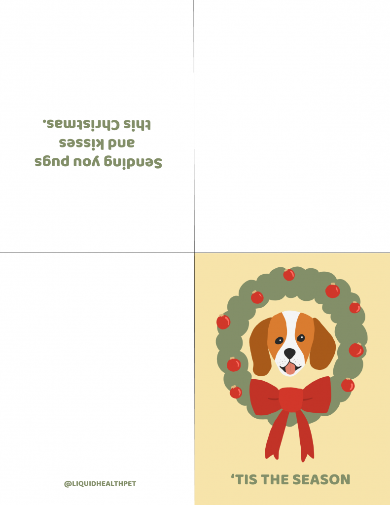 printable Christmas card with a dog on cover